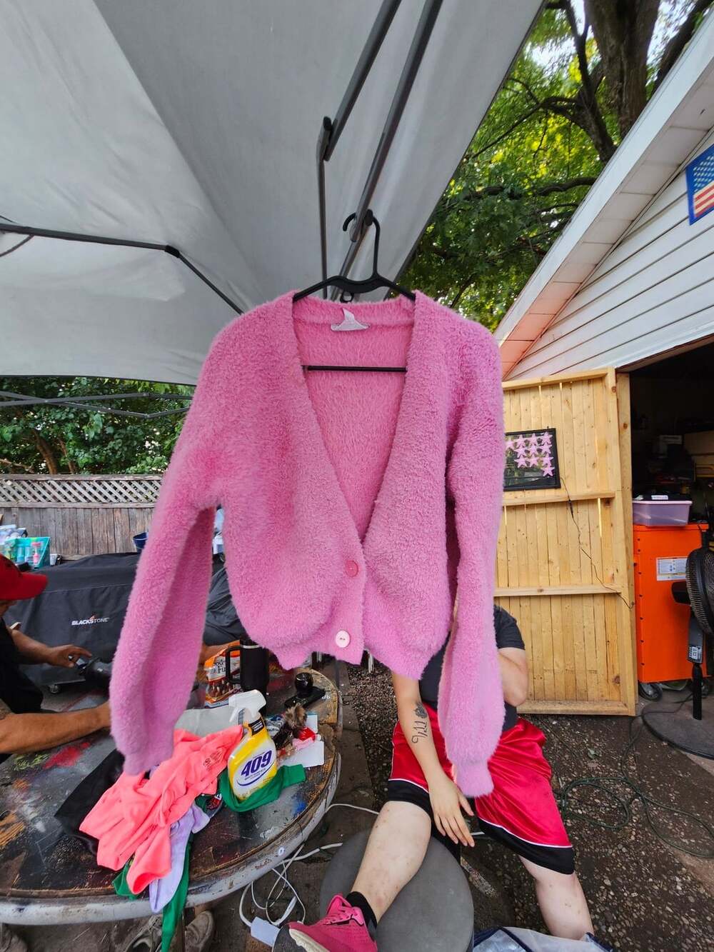 No Boundaries Pink Fuzzy Button-Up Cardigan Sweater